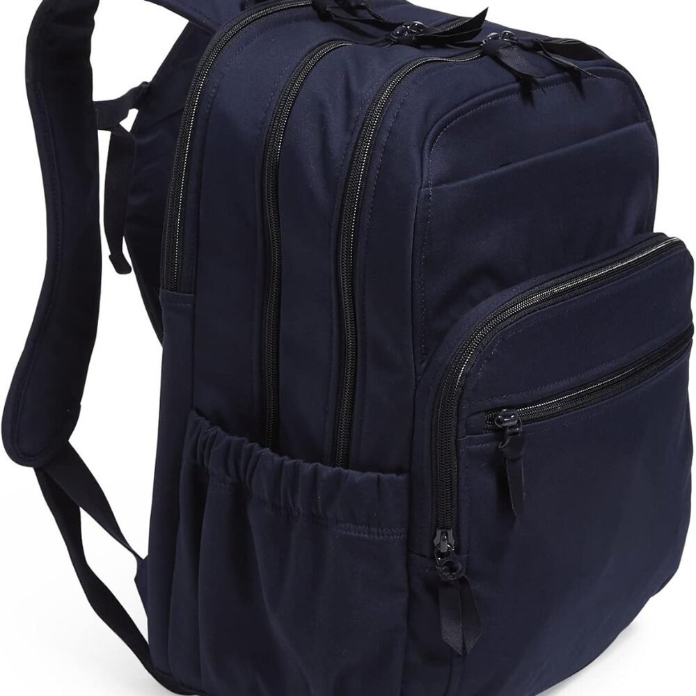 Vera Bradley Women's Cotton XL Campus Backpack, Classic Navy
